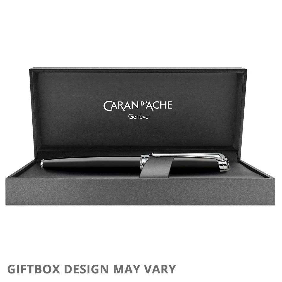 Caran D’Ache Leman Ebony Black Silver Trim Fountain Pen MEDIUM - Image 3