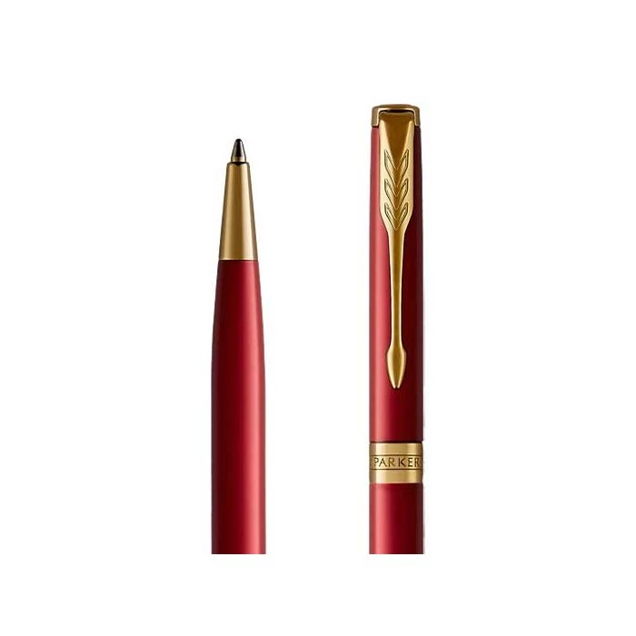 Parker Sonnet Red Lacquer Gold Trim Ballpoint Pen - Image 2