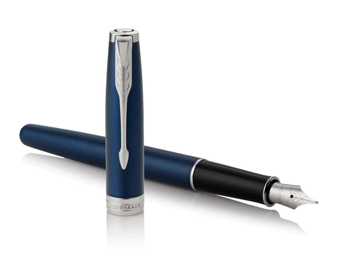 Parker Sonnet Blue Lacquer Chrome Trim Fountain Pen - Image 2