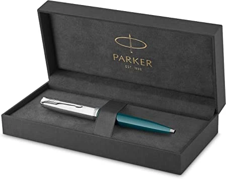 Parker 51 Teal Blue And Chrome Ballpoint Pen - Image 2