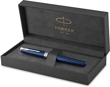 Parker Sonnet Blue Lacquer Chrome Trim Rollerball - Image 2