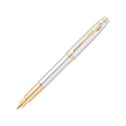 Sheaffer 100 Glossy Bright Chrome Gold Trim Fountain Pen