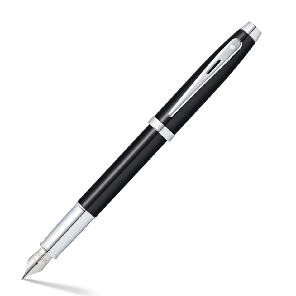 Sheaffer 100 Glossy Black Chrome Trim Fountain Pen