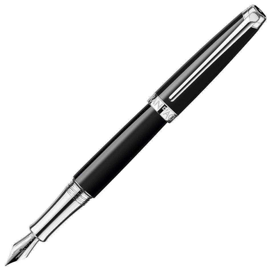 Caran D’Ache Leman Ebony Black Silver Trim Fountain Pen MEDIUM