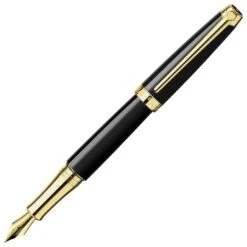 Caran D’ache Leman Ebony Black Gold Trim Fountain Pen MEDIUM
